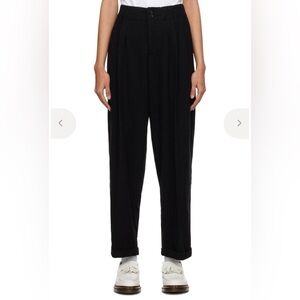 YMC Black Button-Front Trousers